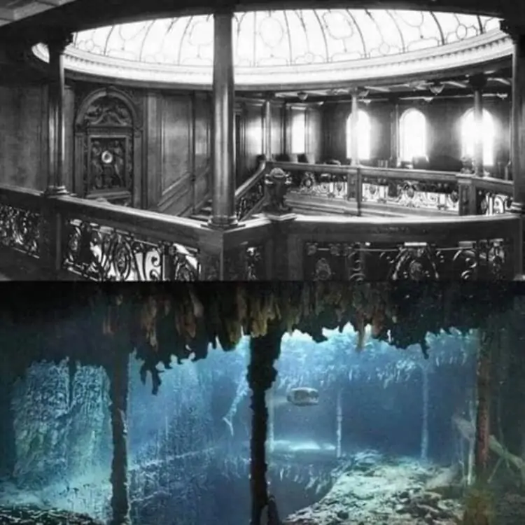 Staircase On The Titanic Before And After The Accident